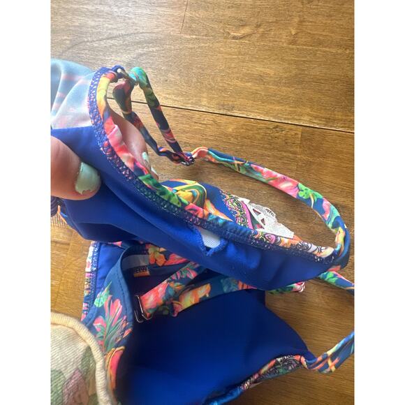 Lateen Swimwear Wild Jungle Beaded Bikini Top Sz Medium Removeable Padding Boho - Picture 2 of 9